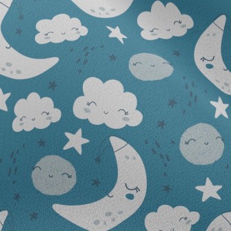 White Clouds Stars And Moon Chiffon