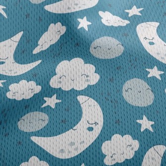 White Clouds Stars And Moon Athletic Mesh Flat Back