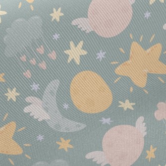 Cute Stars Moon Clouds Twill