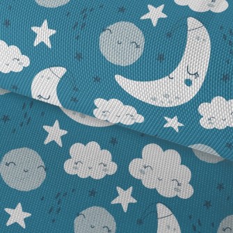 White Clouds Stars And Moon Waterproof Oxford