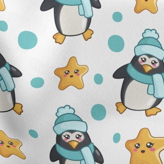 Blue Winter Penguin Stretch Ponte