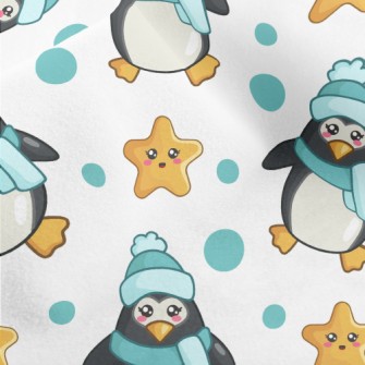 Blue Winter Penguin Micro Fleece