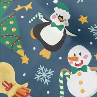 Christmas Snowman And Penguin Micro Fleece