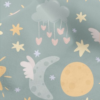 Cute Stars Moon Clouds Micro Fleece