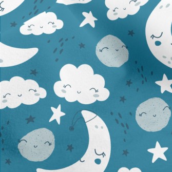 White Clouds Stars And Moon Micro Fleece