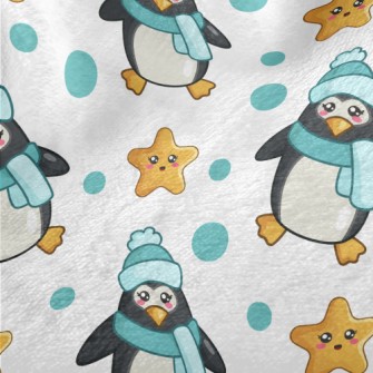 Blue Winter Penguin Minky