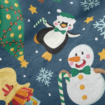 Christmas Snowman And Penguin Minky