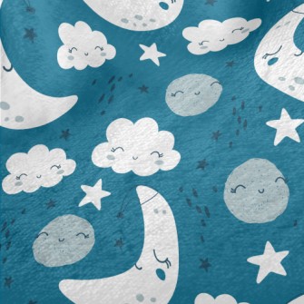 White Clouds Stars And Moon Minky