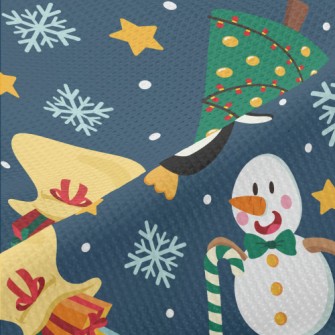 Christmas Snowman And Penguin Piqué