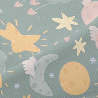 Cute Stars Moon Clouds Piqué