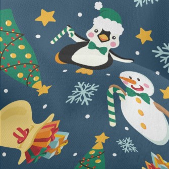 Christmas Snowman And Penguin Lightweight Performance Linen