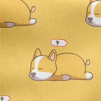 Sleeping Corgi Jersey Backed Fleece