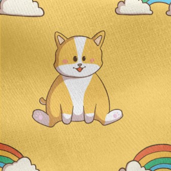 Rainbow And Corgi Jersey Backed Fleece