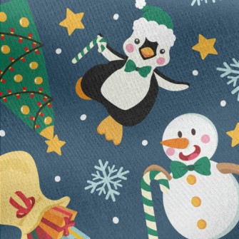 Christmas Snowman And Penguin Jersey Backed Fleece
