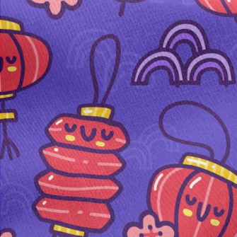 Plum Blossom Red Lantern Jersey Backed Fleece