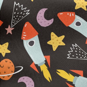 Planets And Rockets Jersey Backed Fleece