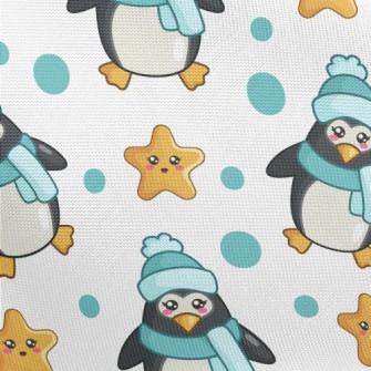 Blue Winter Penguin Pongee