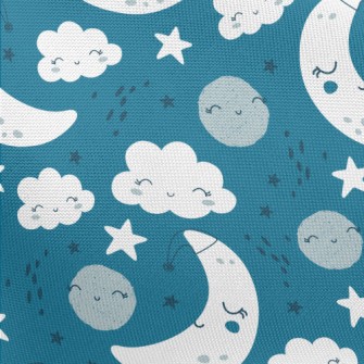 White Clouds Stars And Moon Pongee