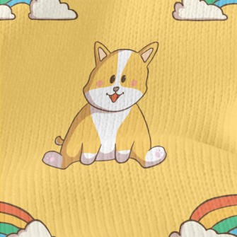 Rainbow And Corgi Stretch Jersey