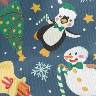 Christmas Snowman And Penguin Stretch Jersey
