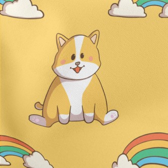 Rainbow And Corgi Lightweight Cotton Poplin
