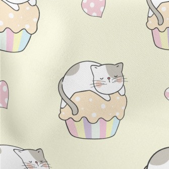 Cat On Cupcake Lightweight Cotton Poplin