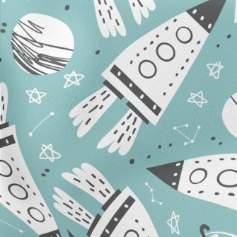 Rocket Flying Into The Sky Lightweight Cotton Poplin