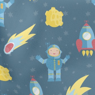 Rockets And Astronauts Lightweight Cotton Poplin