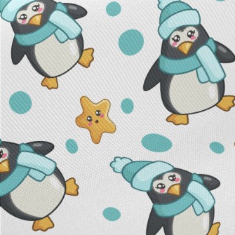Blue Winter Penguin Midweight Cotton Poplin