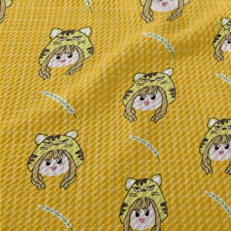 Girl Wearing Tiger Mask Birdseye Piqué