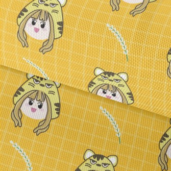 Girl Wearing Tiger Mask Waterproof Oxford