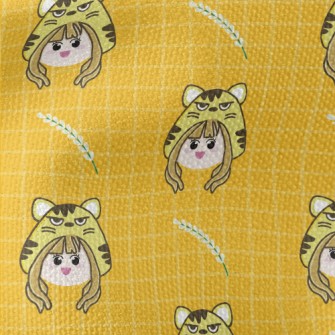 Girl Wearing Tiger Mask Waterproof Canvas