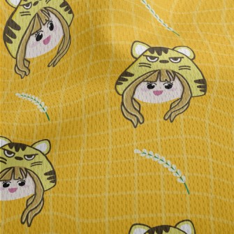Girl Wearing Tiger Mask Athletic Mesh Flat Back