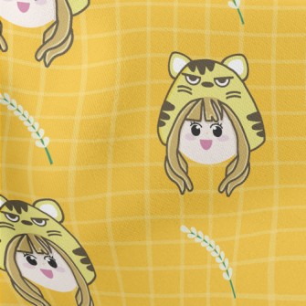 Girl Wearing Tiger Mask Stretch Ponte