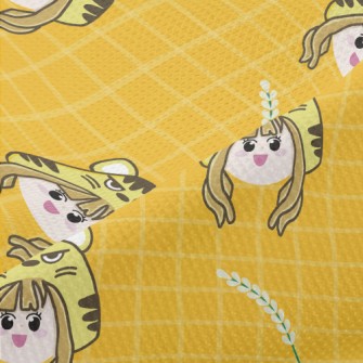 Girl Wearing Tiger Mask Piqué
