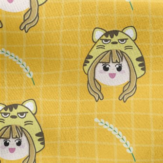 Girl Wearing Tiger Mask Jersey Backed Fleece