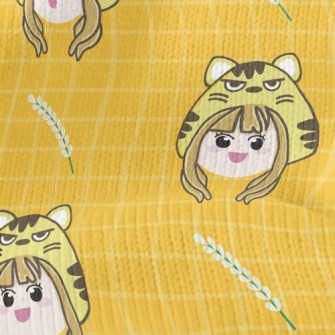 Girl Wearing Tiger Mask Stretch Jersey