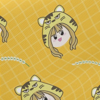 Girl Wearing Tiger Mask Midweight Cotton Poplin
