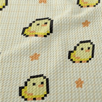 Pixel Cute Chicken Birdseye Piqué