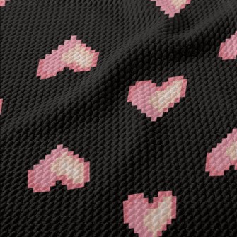 Pixel Style Pink Love Heart Birdseye Piqué