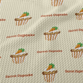 Pixel Style Carrot Cupcake Birdseye Piqué