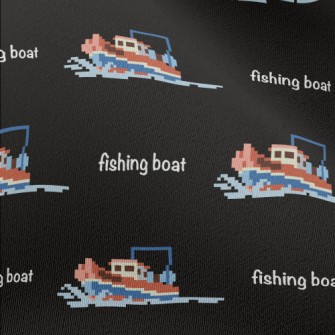 Pixel Style Fishing Boat Chiffon
