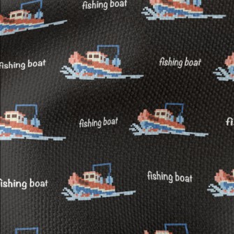 Pixel Style Fishing Boat Waterproof Canvas