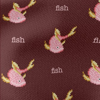 Pixel Style Pink Fish Waterproof Canvas