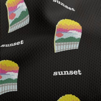 Beautiful Sunset In Pixel Styl Athletic Mesh Flat Back