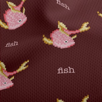 Pixel Style Pink Fish Athletic Mesh Flat Back