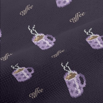 Pixel Style Purple Coffee Cup Performance Linen