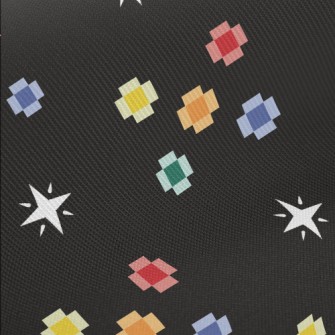 Pixel Style Colorful Flowers Twill
