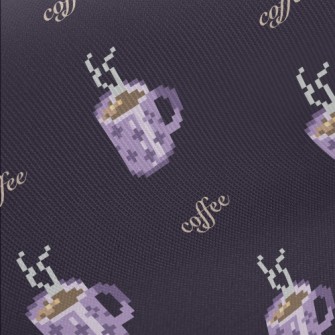 Pixel Style Purple Coffee Cup Twill