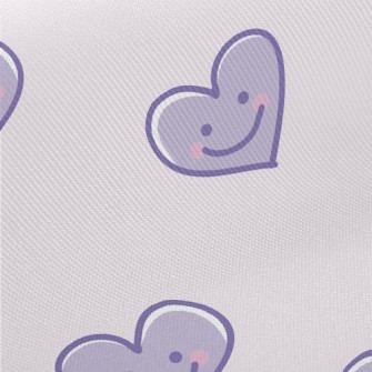 Cute Purple Smiling Love Heart Twill